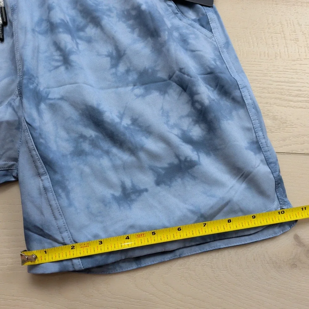 NEW BYLT Premium Basics Active Short Mens Medium Blue Tie Dye Sky Cloud Print